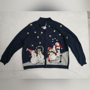 VTG Tiara International Christmas Sweater Collections snowmen Santa Snowmen L